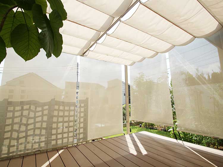 庭園 引き込み式サイドオーニング,格納式テラスプライバシースクリーン格納式サンシェード廊下 庭 屋内と屋外 : バルコニー Size テラス  160x300cm