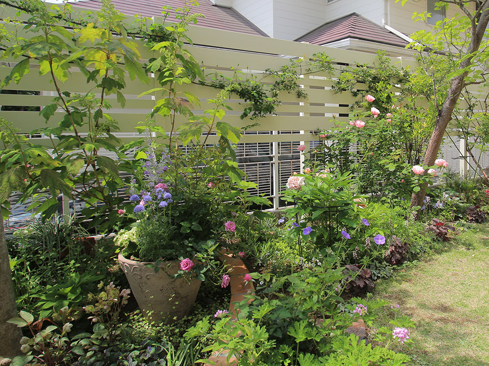 バラとペレニアルのガーデンを フェンスでリフォーム グリーンケア お庭のデザイン リフォーム